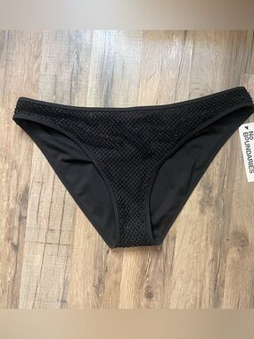 No Boundaries Black Rhinestone Bikini Swim Bottoms NWT Large